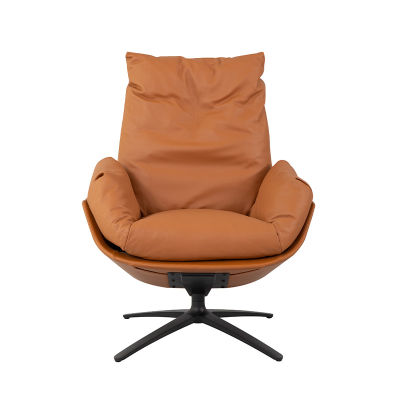 modernform เก้าอี้พักผ่อน รุ่น ACACIA ขาเหล็กหุ้มหนังสีน้ำตาล