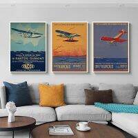 Vintage Air France เครื่องบินตกแต่งภาพจิตรกรรมฝาผนัง-Retro ภาพวาดผ้าใบและ Wall Art พิมพ์สำหรับ Modern Home Decor