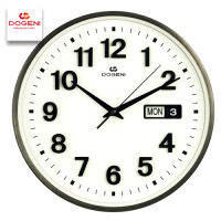 Velashop นาฬิกาแขวนผนังโดกีนี่ Dogeni Wall Clock กรอบอลูมิเนียม สีดำ มีวันที่ สัปดาห์ ขนาด 12 นิ้ว รับประกับ 2 ปี รุ่น WNM003ฺBL, WNM003