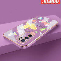 JIUMOO เคสซิลิโคนกันกระแทกขอบด้านข้างเต็มรูปแบบสำหรับ OPPO A16 A16s A54s รูปผีเสื้อลายการ์ตูนใหม่