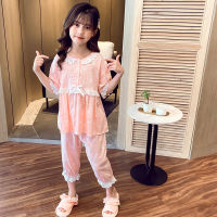 Summer Girls Pajamas Thin Soft Cotton Pyjamas 5 8 10 14 Years Old Kids Leisure Princess Nightwear Children Sleeping Clothes