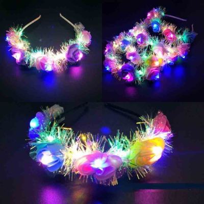 12 Pcs LED Lights Crown Queen Princess Women Wreath Headband Luminous Party Gift Cosplay Birthday Wedding Decoration Festival