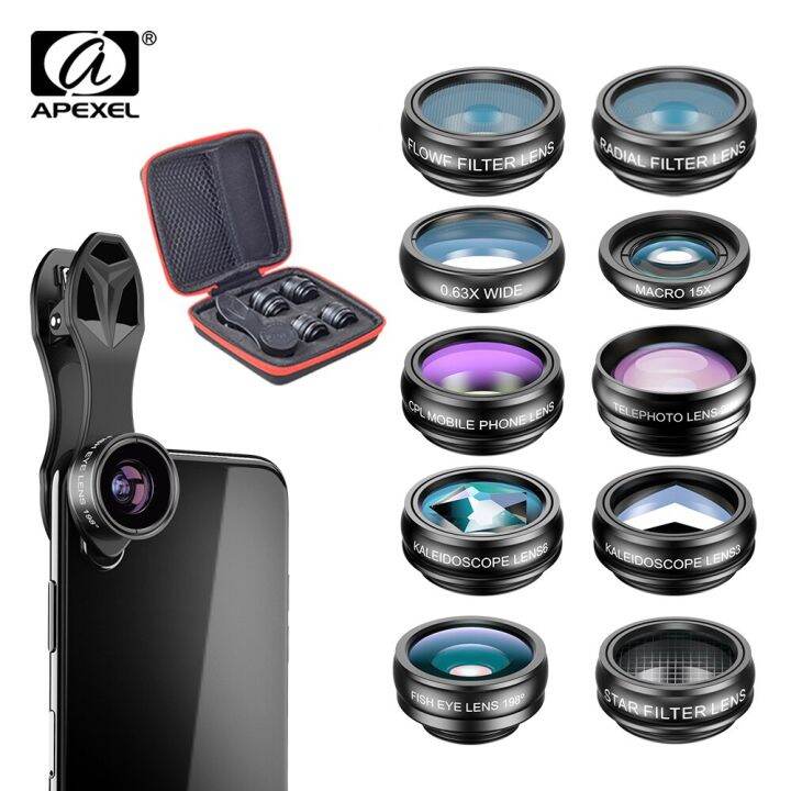 apexel 10 in 1 cell phone camera lens kit