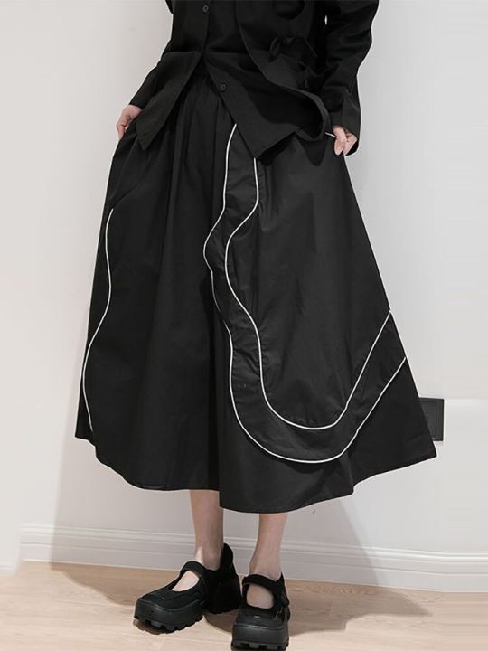 xitao-skirt-fashion-women-black-casual-print-skirt