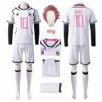 U20 Japan Blue Lock Anime Cosplay Costume Wig Bachira Sae Shidou Aiku Football Soccer White Jersey T Shirt Shorts Team Uniform