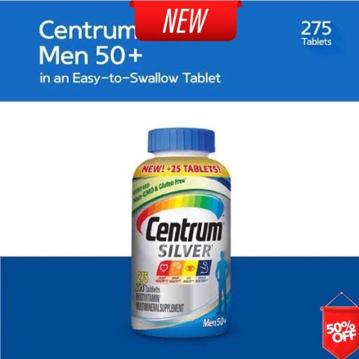 best-seller-ของแท้-พร้อมส่ง-centrum-silver-men-50-รุ่น275เม็ด-สำหรับผู้ชายอายุ-50-ปีขึ้นไปหมดอายุ-05-2023แพคเกจใหม่-สินค้าลับ