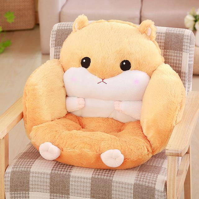 hamster-semi-enclosed-cushion-pain-relief-back-support-chair-cushions-plush-animals-tatami-office-seat-pad-home-decoration