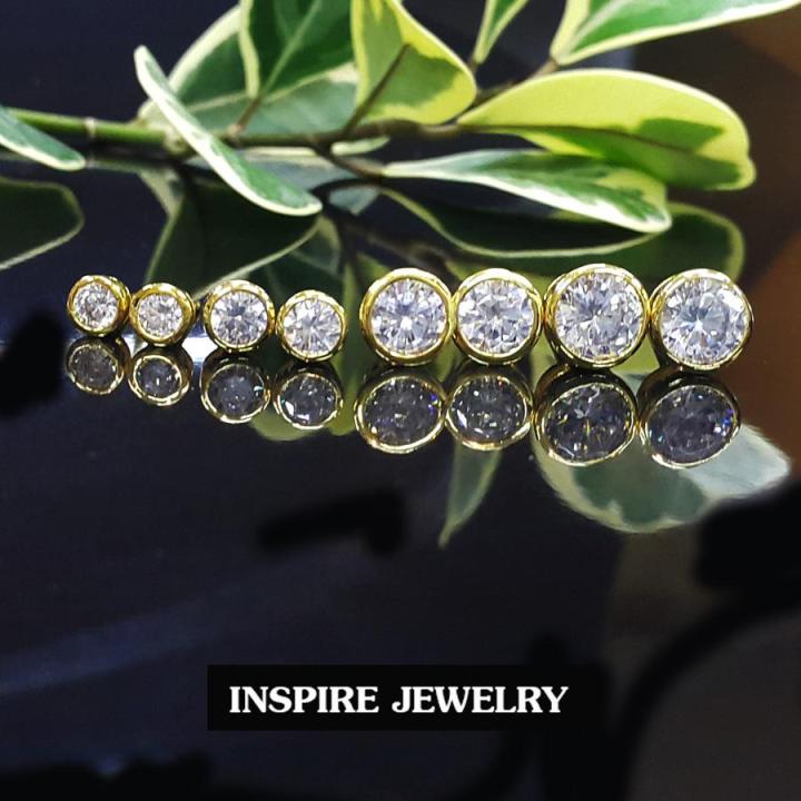 inspire-jewelry-ต่างหูฝังเพชรสวิส-งานเพชร-cz-แท้-ราคาเบาๆ-เพชรวิ้งเจิดจรัสที่สุดในสามโลก-หุ้มทองแท้-100-or-gold-plated-งานจิวเวลลี่-ฝังล็อค