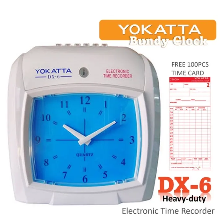Analog time recorder Yokatta DX6 Bundy clock w/ back up battery