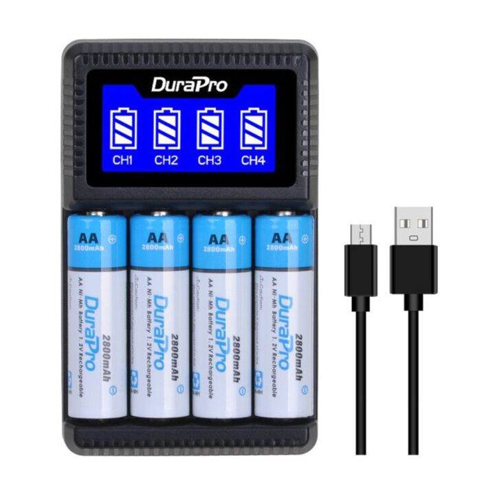 DuraPro AA AAA NiMH Rechargeable Battery Charger Set for aa aaa