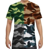 เสื้อยืดผู้ชาย 3D Printing เสื้อยืดแฟชั่นฤดูร้อน Camo Cool Boy แขนสั้นถนน Top คุณภาพทหารเครื่องแบบ XS-5XL