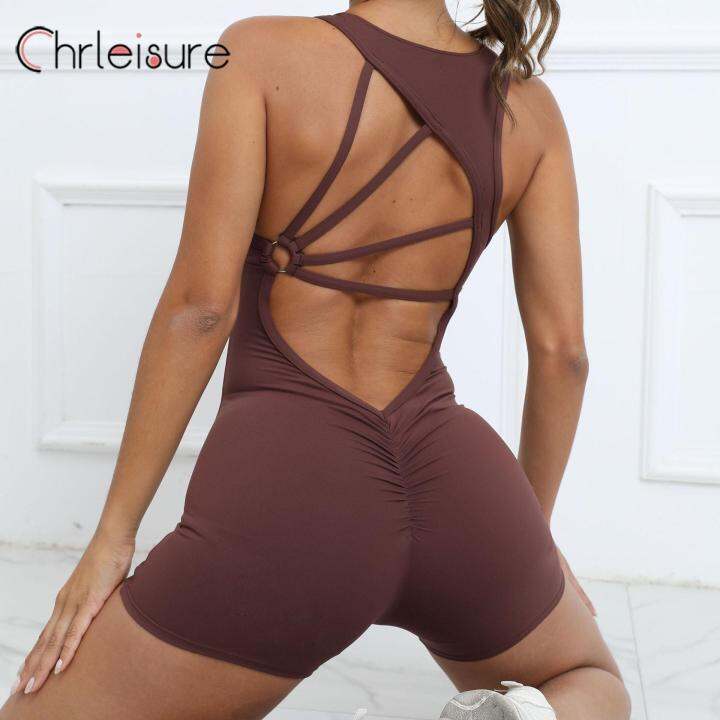 chrleisure-one-piece-yoga-suit-sexy-pleated-hip-beauty-back-hollow-yoga-shorts-set-quick-drying-fitness-sports-yoga-jumpsuit