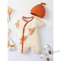 【hot sale】 ►◐♦ C10 baju baby boy 0-18 Month Jumpsuit Newborn Baby Clothes For Romper Baby Boy Short Sleeves Animal Print Bodysuit with Hat 2pcs Clothing Summer Fashion Playsuit Outfit