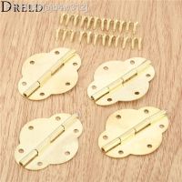 DRELD 4pcs 46x35mm Vintage Furniture Hinges Cabinet Drawer Door Butt Hinge Jewelry Wooden Box Decorative Hinges Antique Gold