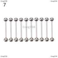 Cong708 10ชิ้นสแตนเลสบอลลิ้นเจาะหัวนมบาร์เบลห่วงเจาะร่างกาย