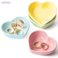 4Pcs Heart Ring Dishes Display Ceramic for Women Danish Pastel Earring Necklace Jewelry Storage Tray Kitchenware Spice Plates