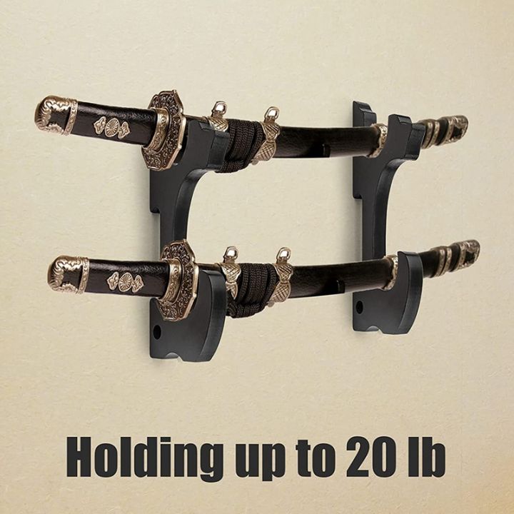 sword-wall-mount-2-set-1-tier-padded-hook-katana-holder-adjustable-display-hanger-for-samurai-sword-tanto