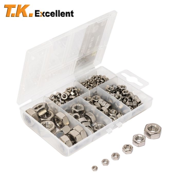 t-k-excellent-304-stainless-steel-hex-hexagon-nuts-m3-m4-m5-m6-m8-m10-kits-240-pcs-hex-hexagon-self-locking-nut-kit