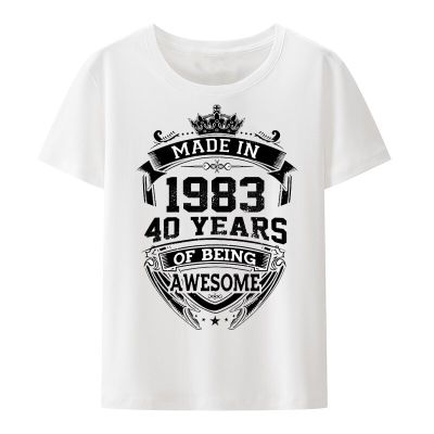 Made In 1983 40 Years Of Being Awesome Y2K T-Shirts Birthday Gift Print Camisa Men T-Shirt Novelty Mens Clothes Summer Hipster