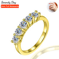 Serenity วัน5หินจริง D สี4มิลลิเมตรเต็ม Moissanite แถวแหวนสำหรับผู้หญิง100 S925เงินสเตอร์ลิงวงเครื่องประดับ Fine ขายส่ง