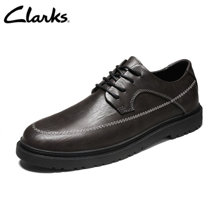 clarks-mens-casual-dennet-หนังสีดำต่ำ-รองเท้าหนังลำลองสำหรับผู้ชายธุรกิจ