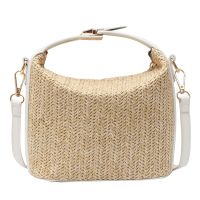 Ladies Fashion Straw Messenger Bag Knitting Summer Purse and Handbag All-Match Bucket Small Square Bag