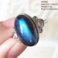 {BUSA Fashion Accessories} Natural Blue Light Labradorite ปรับแหวนสีสัน Labradorite ปรับขนาดได้แหวนอัญมณีแฟลชลูกปัดเครื่องประดับ AAAAAA