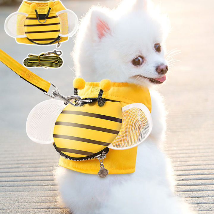 ร้อนน่ารักอุปกรณ์สัตว์เลี้ยงผึ้งน้อยจูงสุนัขสำหรับ-hiromi-เสื้อกั๊กประเภทสบายที่เหมาะสมโซ่สุนัขส่วนบุคคลปลอกคอสุนัข-d-ropshipping