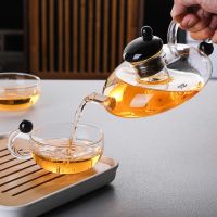 ▫ Glass teapot heat-resistant tea set flower high temperature filter thickened rat tail