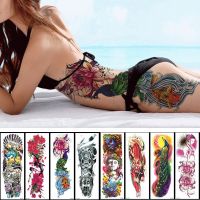 1PC NEW 48x17cm Full Flower Arm Tattoo Sticker 40models Fish Peacock Lotus Temporary Body paint Water Transfer fake Tatoo sleeve