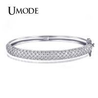 UMODE Luxurious Party Jewelry White Gold Color 129 Pcs 0.03ct CZ Simulated CZ Stone Pave Bangle Bracelets for Women UB0039B