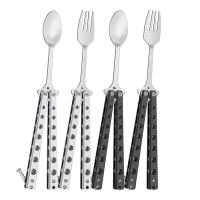 4 Pcs Butterfly Fork and Spoon Set Butterfly Spoon Fork Folding Stainless Steel Forks and Spoons for Travel Hiking BBQ