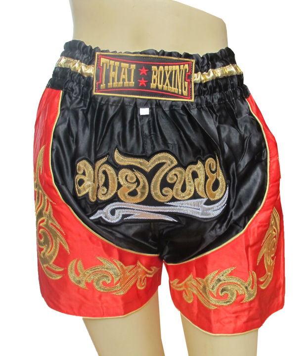 thai-boxing-เเดงดำ-มวยไทยด้วยสีสันกางเกงมวยที่สดใส-ไซต์-m-เด็ก-เหมาะสำหรับผู้ที่มีเอว-24-27