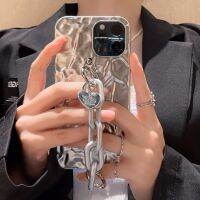 【16- digits】3D หรูหราพับสร้อยข้อมือเงิน Tinfoil กรณีโซ่โทรศัพท์สำหรับ iPhone 13 11 12 Pro Max X XR XS Max 7 8บวก SE 2020ปกอ่อน