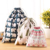 Women Reusable Shopping Bag Unisex Foldable Cotton Fabric Grocery Bags Drawstring Storage Bag Travel Package Gift Bag for Girls