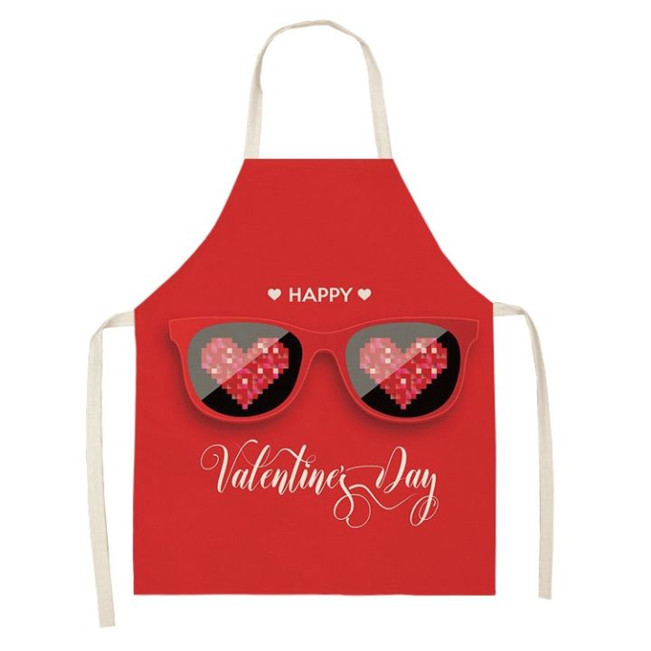 couple-valentines-day-flower-heart-apron-kitchen-aprons-for-women-linen-home-cooking-baking-waist-pinafore-cleaning-tools