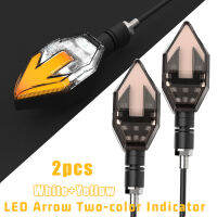 2Pcs Universal รถจักรยานยนต์ไฟเลี้ยวไฟเลี้ยว Dual Colors Arrow LED Direction Lamp Lights Daytime Lamp Waterproof