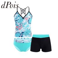 HOT★Kids Girls Swimsuit Swimwear Children Tankini Outfits Floral Printed Swimsuits Summer Bathing Suit Tops with Bottoms Shorts Set