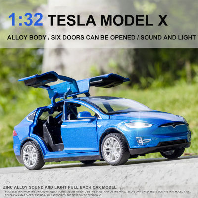 ใหม่132 Tesla รุ่น X รถรุ่น Diecast &amp; โลหะของเล่นยานพาหนะจำลองเสียงและแสงดึงกลับสำหรับของขวัญเด็กของเล่นเด็ก