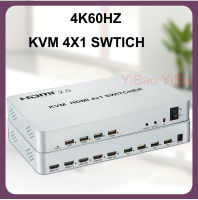 4K 60Hz 4X1 HDMI 2.0สวิตช์ KVM ตัวแปลงวิดีโอเครื่องเสียงสำหรับ USB เมาส์และคีย์บอร์ด Share 4แล็ปท็อป PC สลับคอมพิวเตอร์เป็นจอทีวี