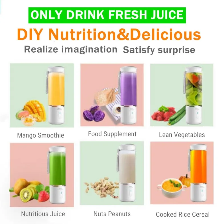 ANYUFA Rechargeable Mixers Fresh Juice Blender Portable USB Juicers Bottle  Mini Fast Electric Portable Blender Smoothie