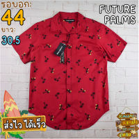 FUTURE PALMS®แท้ อก 44 เสื้อฮาวายชาย เสื้อวินเทจ เสื้อผ้าผู้ชาย สีแดง แขนสั้น เนื้อผ้าดี