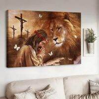 Neiljena Jesus Lion Pray For Healing Matte ตกแต่งผนังโปสเตอร์สำหรับห้องนั่งเล่นผ้าใบกรอบ X