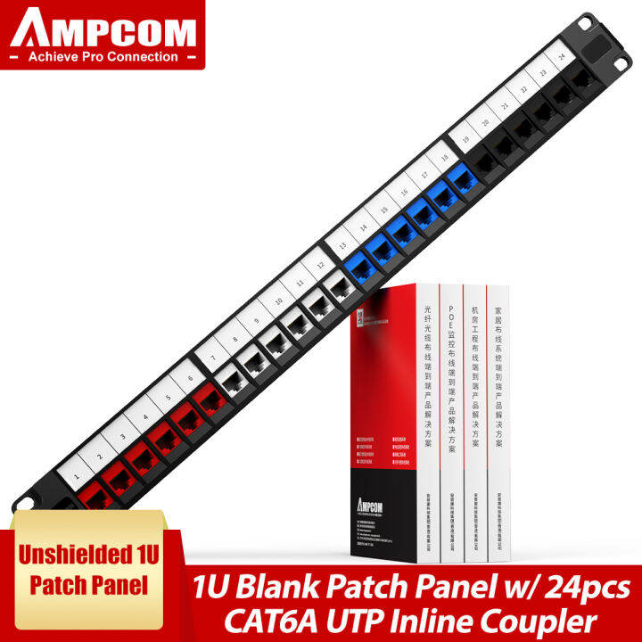Patch Panel, 24 Port Patch Panel Pass Through, RJ45 Unshielded