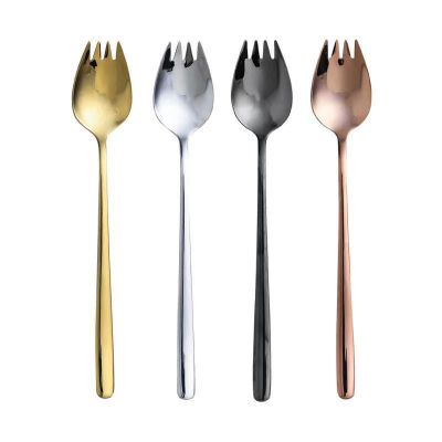 Stainless Steel Western Food Dual Purpose Fork Spoon Child Spoon Fruit Steel Fork Noodle Salad Spoon Fork Spoon Party Decoration