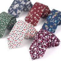 New Cotton Ties Fashion Floral Print Neck Tie for Wedding Business Suits Skinny Tie For Men Women Broken flower Necktie Gravatas