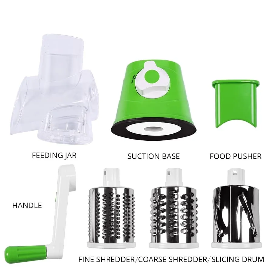 Rotary Grater 3 Sharp Drums Food Blades Shredder Meat Chopper Round Tumbling  Box Grinder Sharpper