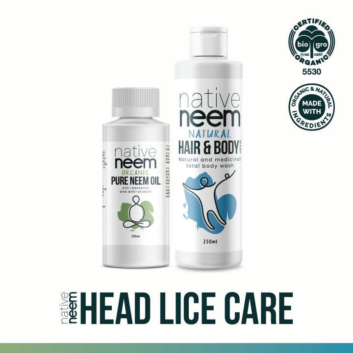 Organic Neem Head Lice Pack For Hair lice treatment Contains Neem Oil & Neem Shampoo
