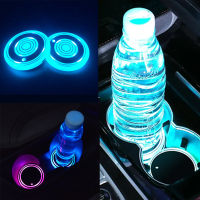 2Pc Led Car Cup Holder Bottom Pad LED Light Cover Trim Atmosphere Lamp Lights Anti-slip Mat Colorful Light Coaster Car light