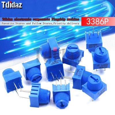 5PCS/LOT 3386P 1 103 10K 1k 2k 5k 10k 20k... 0.5W 1/2W PC Pins Through Hole Trimmer Potentiometer Cermet 1 Turn Top Adjustment